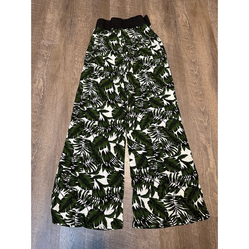 Ocean Pacific Wide Leg Coverup Pants Tropical‎ Print Light Weight S Small